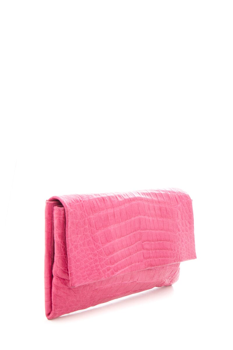 Nancy Gonzalez Pink Crocodile Clutch
