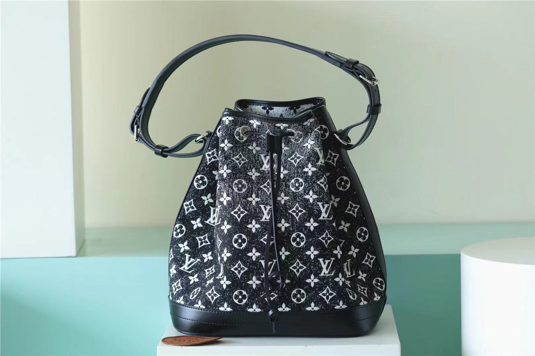 Louis Vuitton Petit Noe Monogram Jacquard Denim Black For Women,  Shoulder And Crossbody Bags 11.2in/28.5cm Louis Vuitton