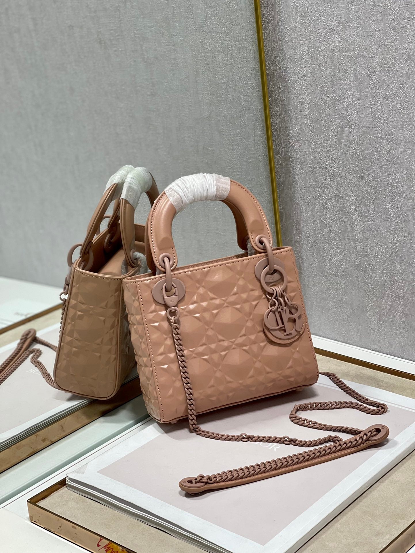 Dior Mini Lady Bag Cannage with Beaded Motif, Brown, For Women Women’s Handbags, Crossbody Bags, 18cm CD