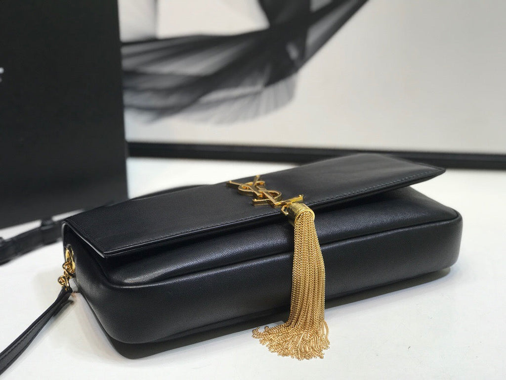 YSSL Kate Tassel Small Shoulder Bag Black For Women 10in/26cm YSL P00483545