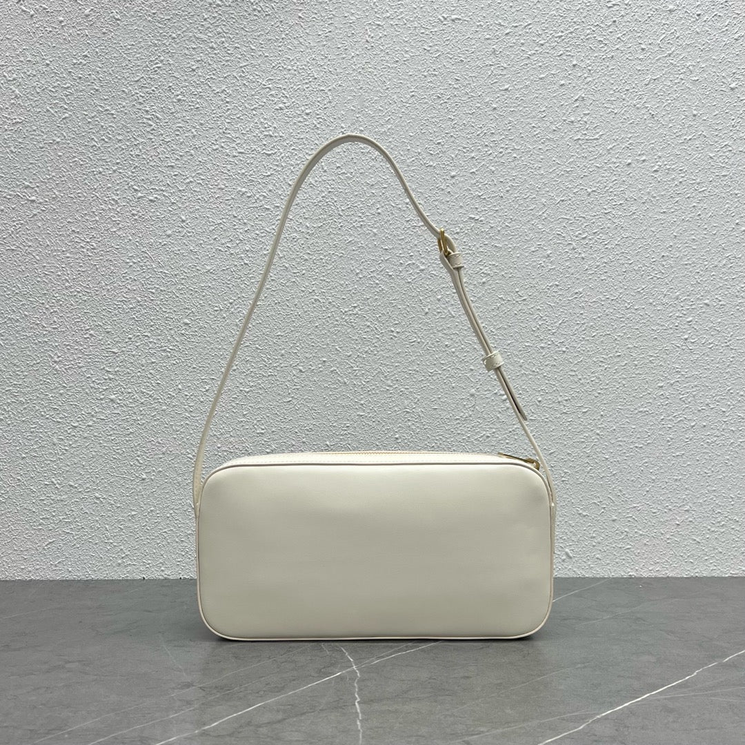 Camera Shoulder Bag Cuir Triomphe White For Women 10in/26cm