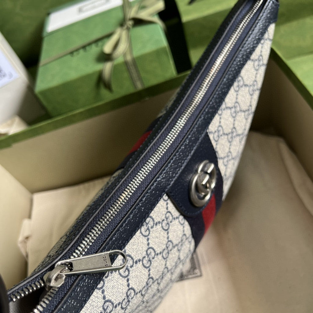 Gucci OphiDiora Gucci Small Shoulder Bag Beige And Blue Gucci Supreme Canvas For Women 12in/30cm 598125 2ZGMN 4076