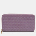 Dior Purple Cannage  Leather Lady Dior Zip Around Wallet