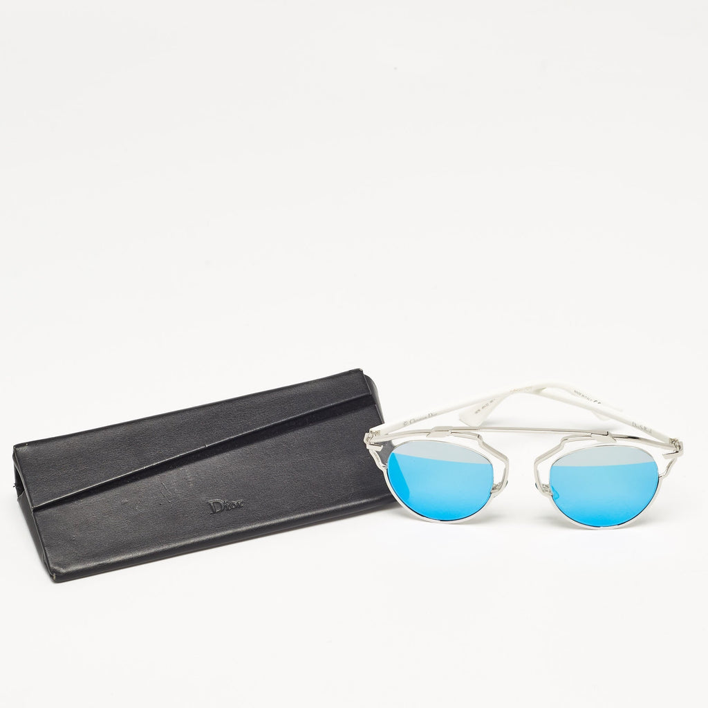 Dior White/blue Mirrored Diorso1 :1 Rep Round Sunglasses