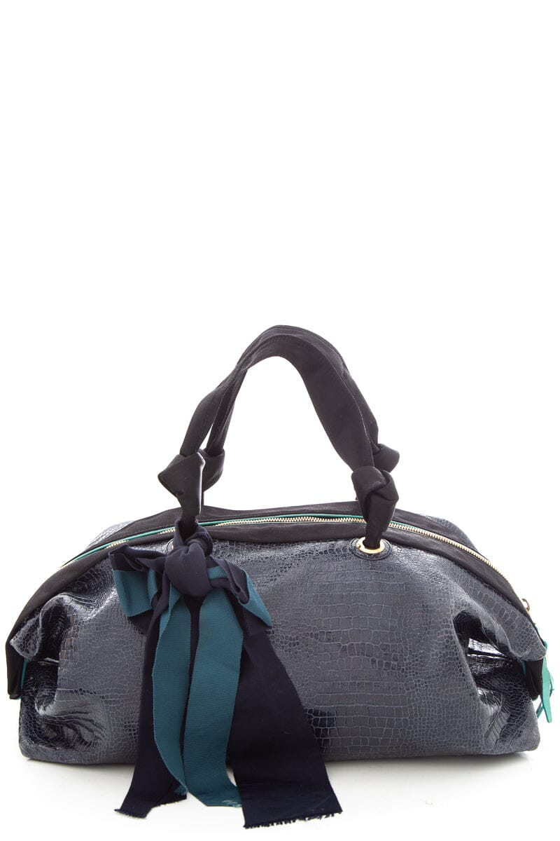 Lanvin Navy Alligator Shoulder Bag