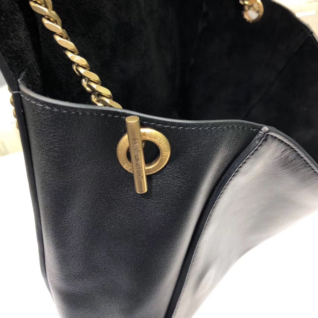 YSSL Kate Medium Chain Bag In Grain De Poudre Black For Women 9in/24cm YSL 364021BOW0J1000