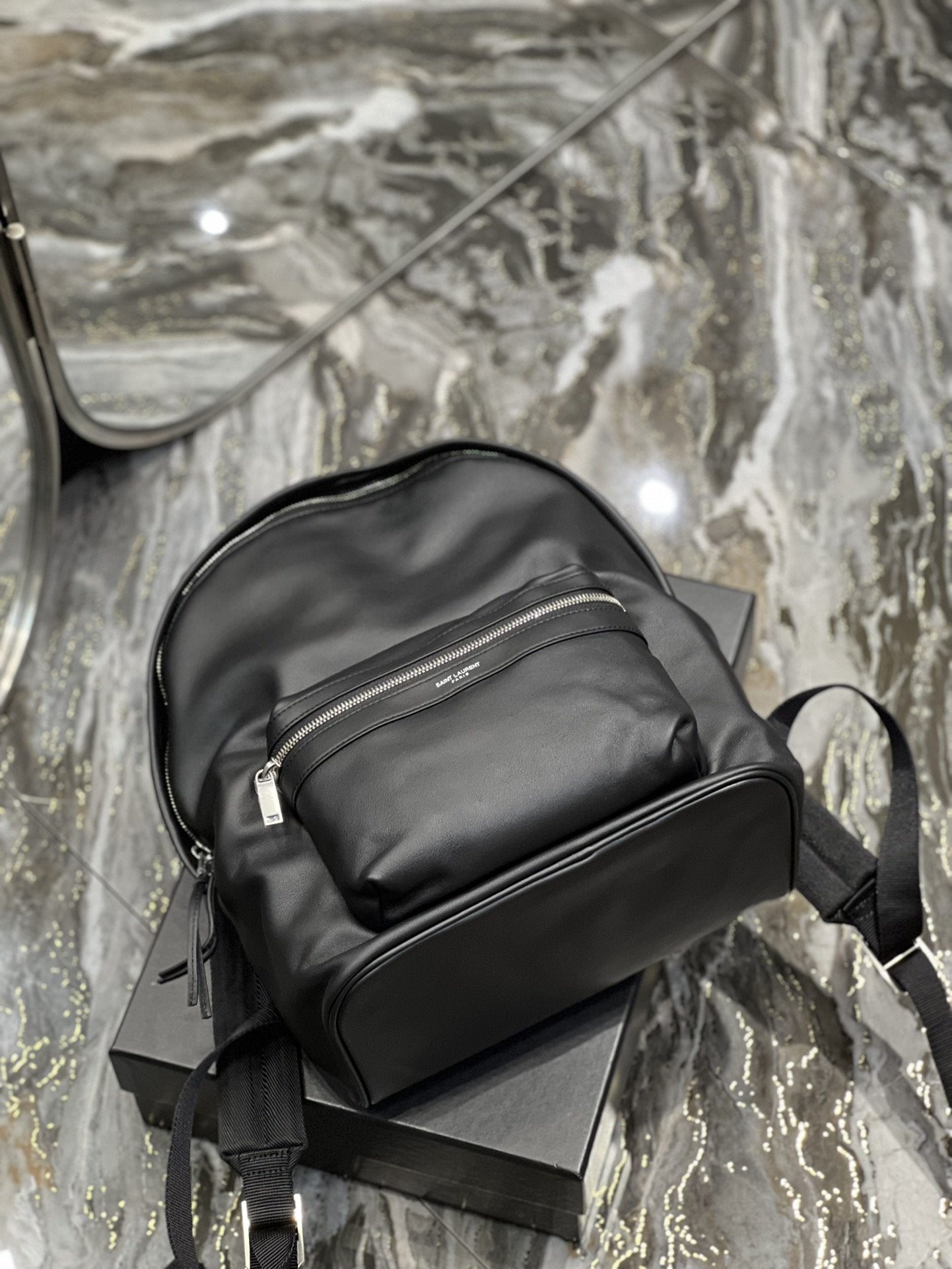Top Quality City Backpack In Unisex For Women 13.8in/35cm Black YSL