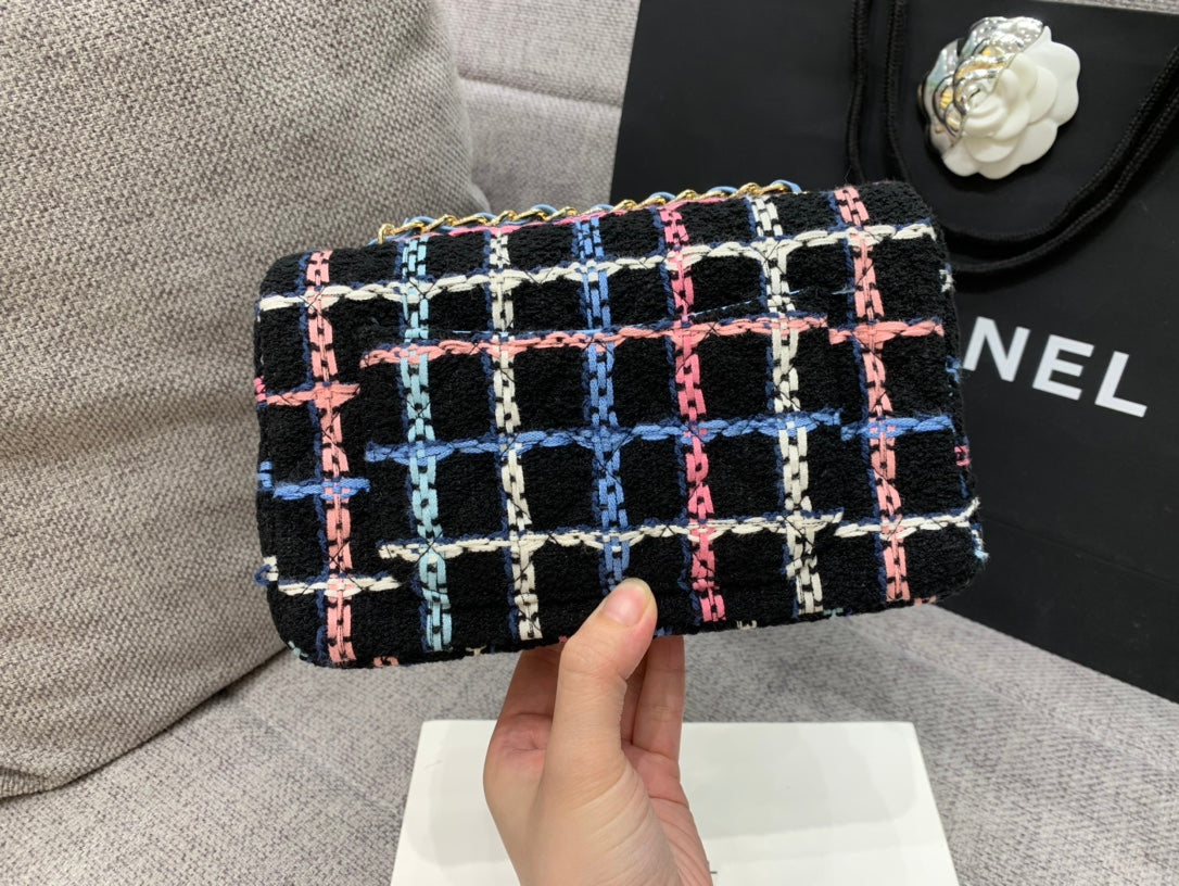 ChanelNavy Sparkle Tweed Classic Mini Rectangular GlamIap Bag For Women 20cm/7.5in