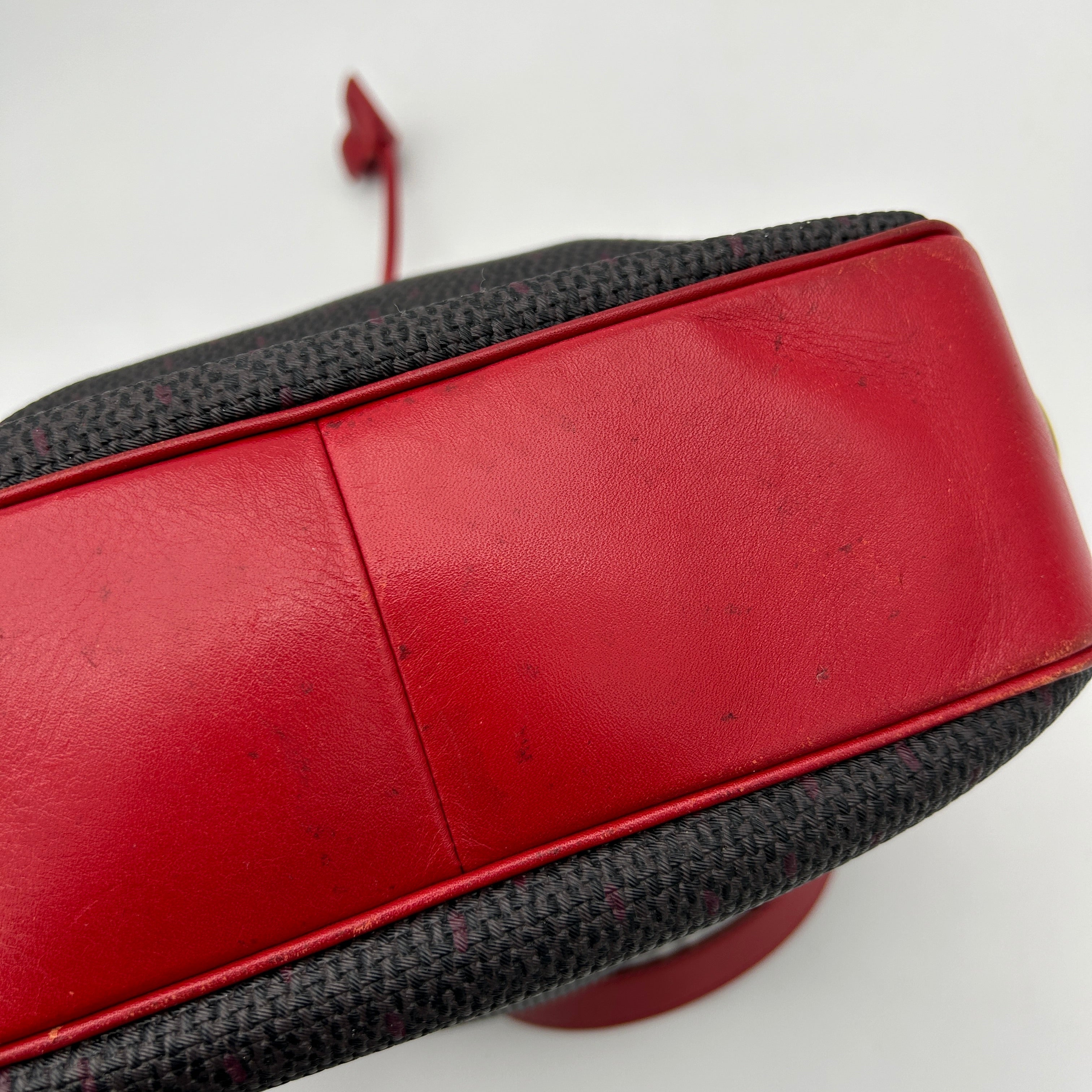 Yves Saint Laurent Red Canvas Leather Large Shoulder Bag