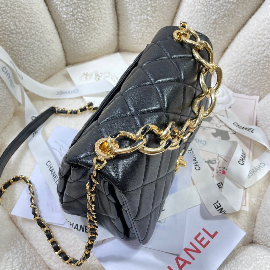 ChanelLarge GlamIap Bag Gold Hardware Black For Women Handbags, Shoulder Bags 9.1in/23cm AS3367