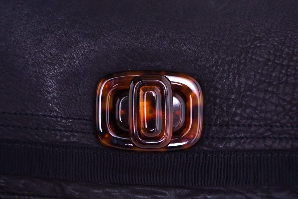 Lanvin Navy Leather Shoulder Bag