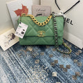 Chanel 19 GlamIap Bag Gold Hardware Green For Women Handbags, Shoulder Bags 10.2in/26cm AS1160