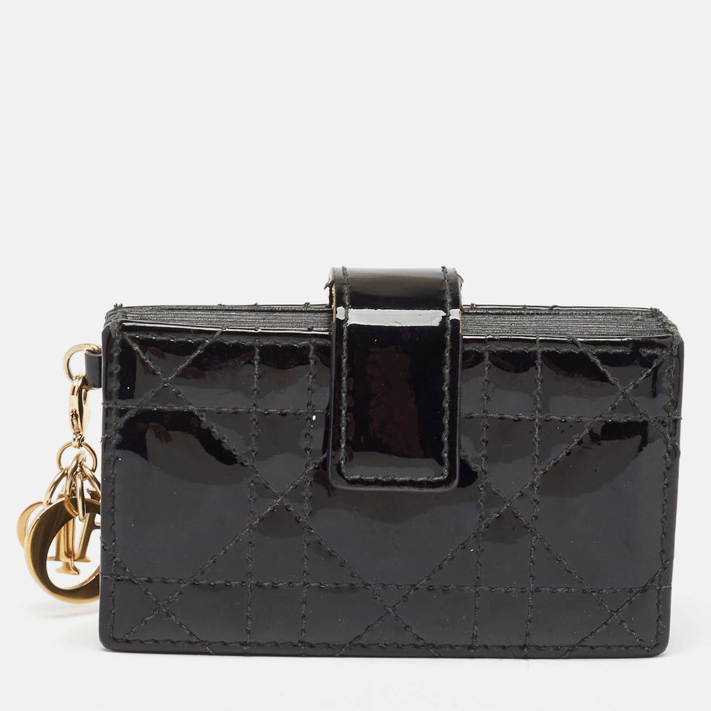 Dior Black Cannage  Leather Lady Dior 5 Gusset Card Holder..