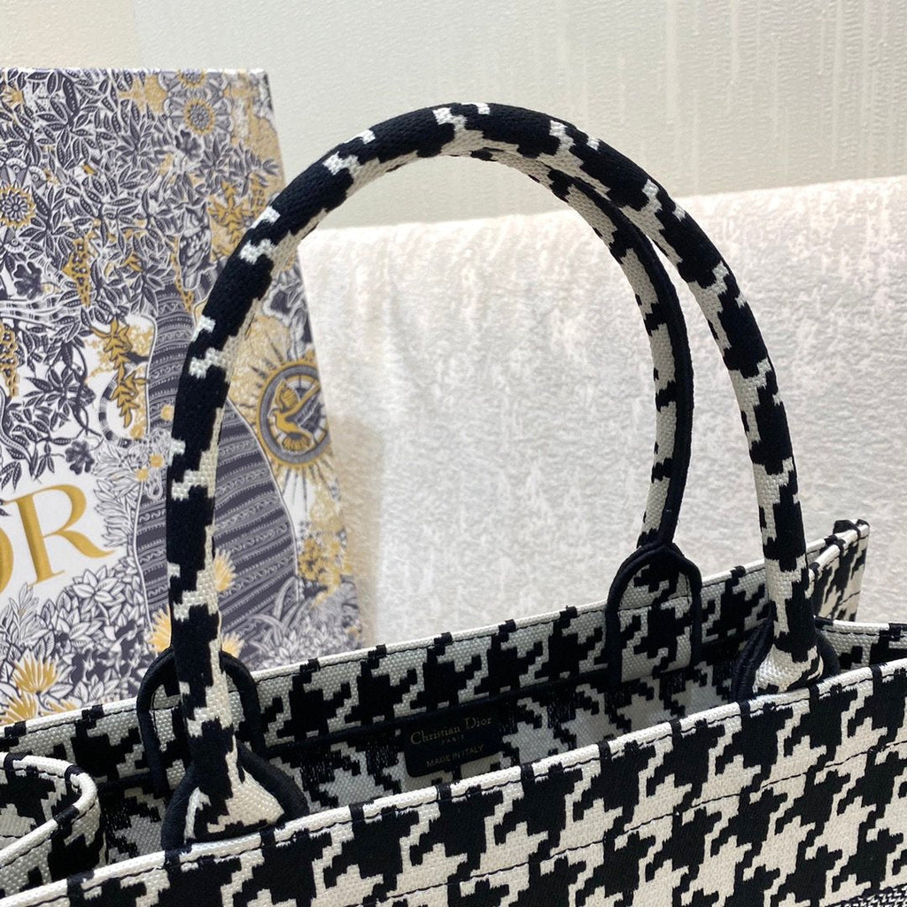 Dior MeDiorum Book Tote Black Macro Houndstooth Embroidery, Blue, For Women Women’s Handbags, Shoulder Bags, 36cm CD M1296ZTQT_M911