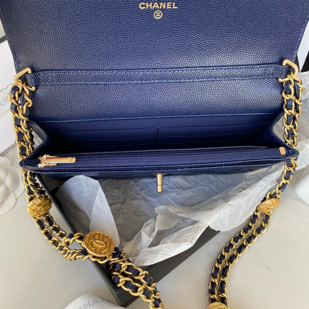ChanelSmall GlamIap Bag Gold Hardware Navy Blue For Women Handbags, Shoulder Bags 7.5in/19cm AP2840