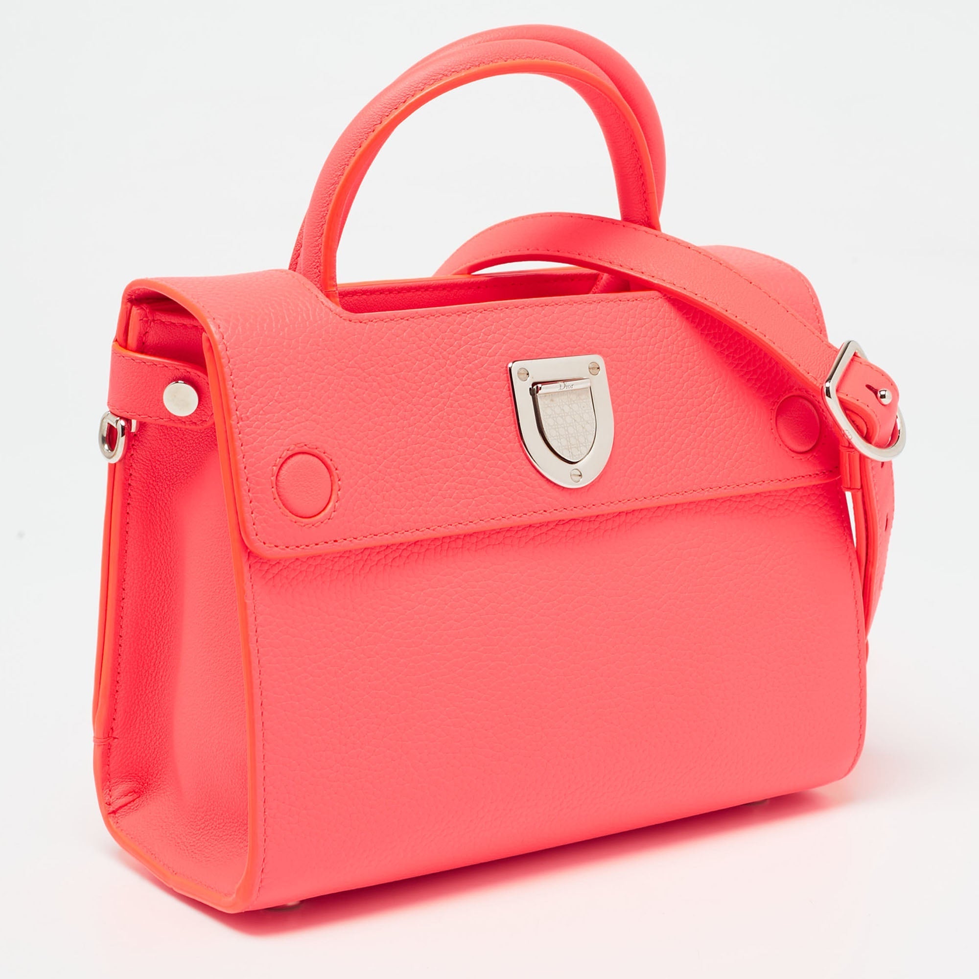 Dior Neon Orange Leather Small Diorever Tote