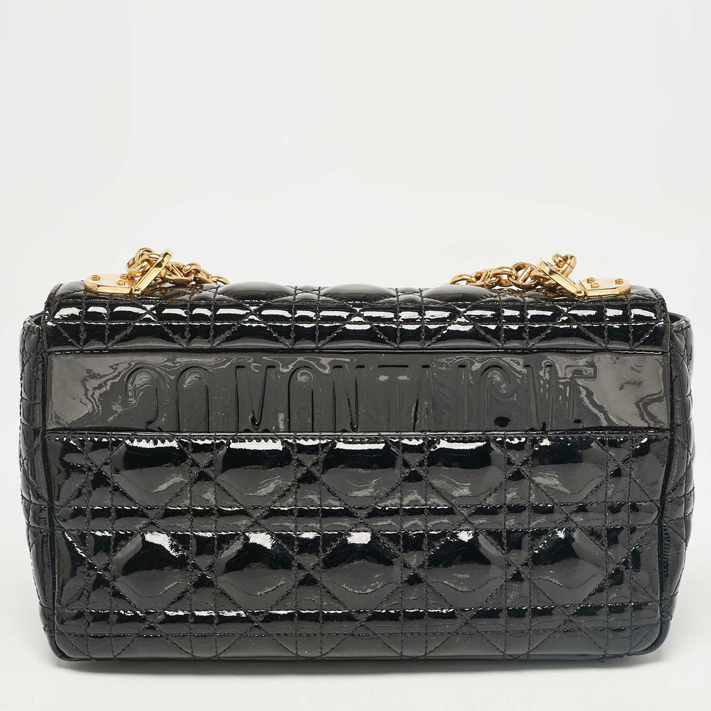 Dior Black Cannage  Leather Medium Caro Shoulder Bag