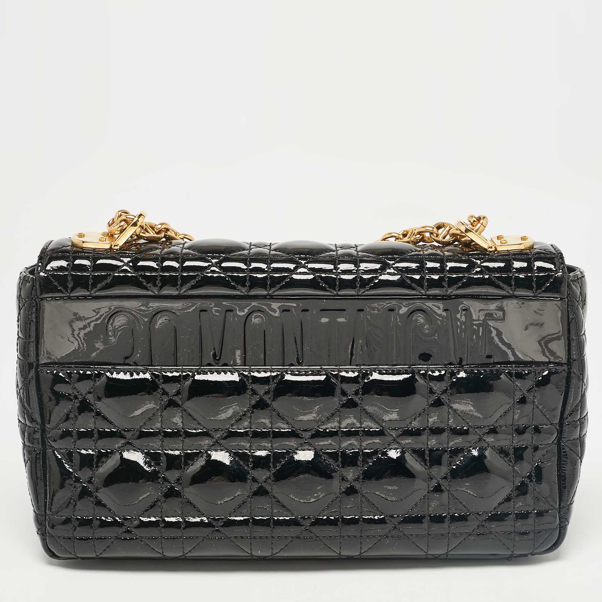 Dior Black Cannage  Leather Medium Caro Shoulder Bag