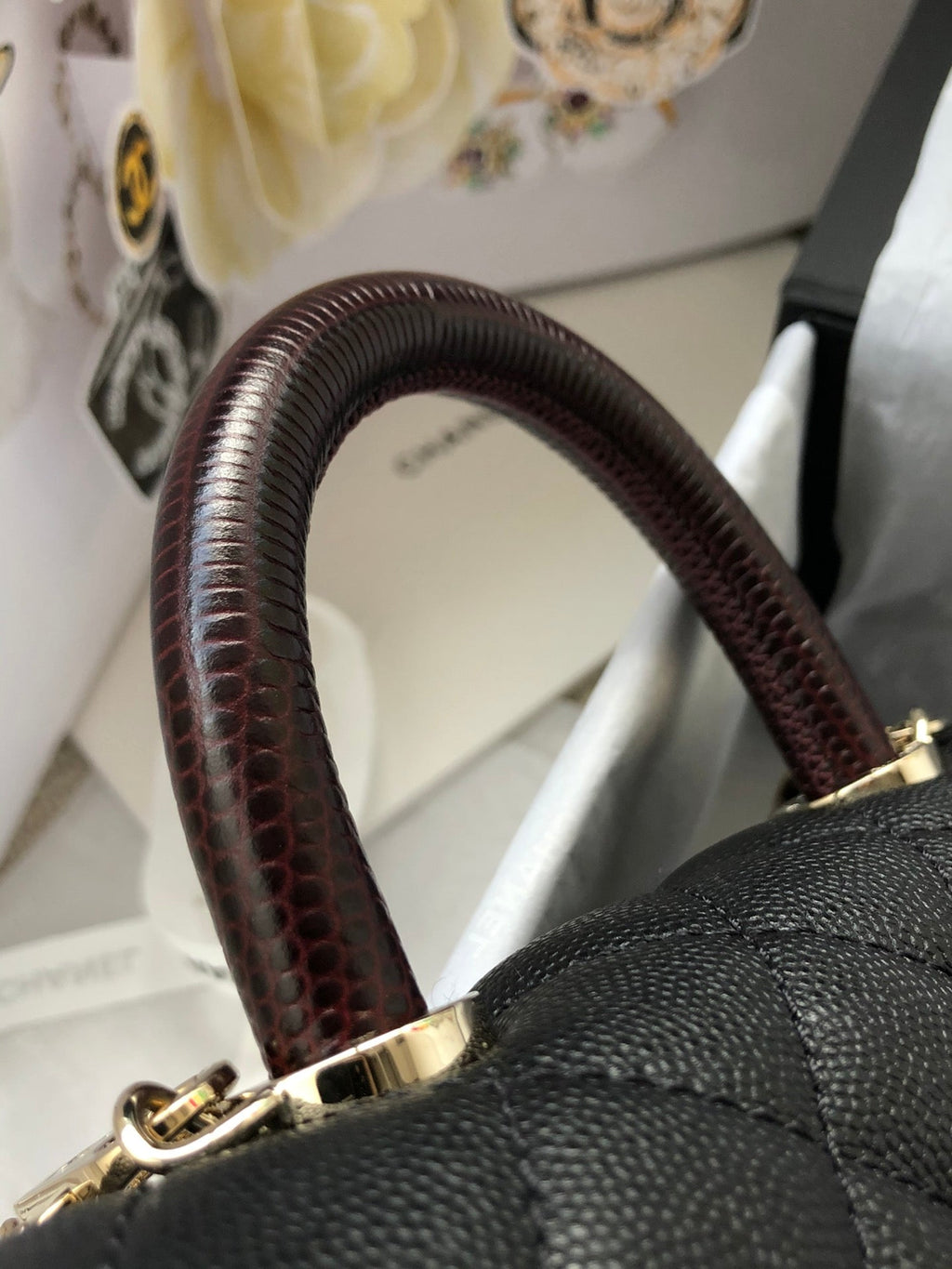 Chanel Classic Mini GlamIapbag Top Handle Black For Women 7.5in/19cm