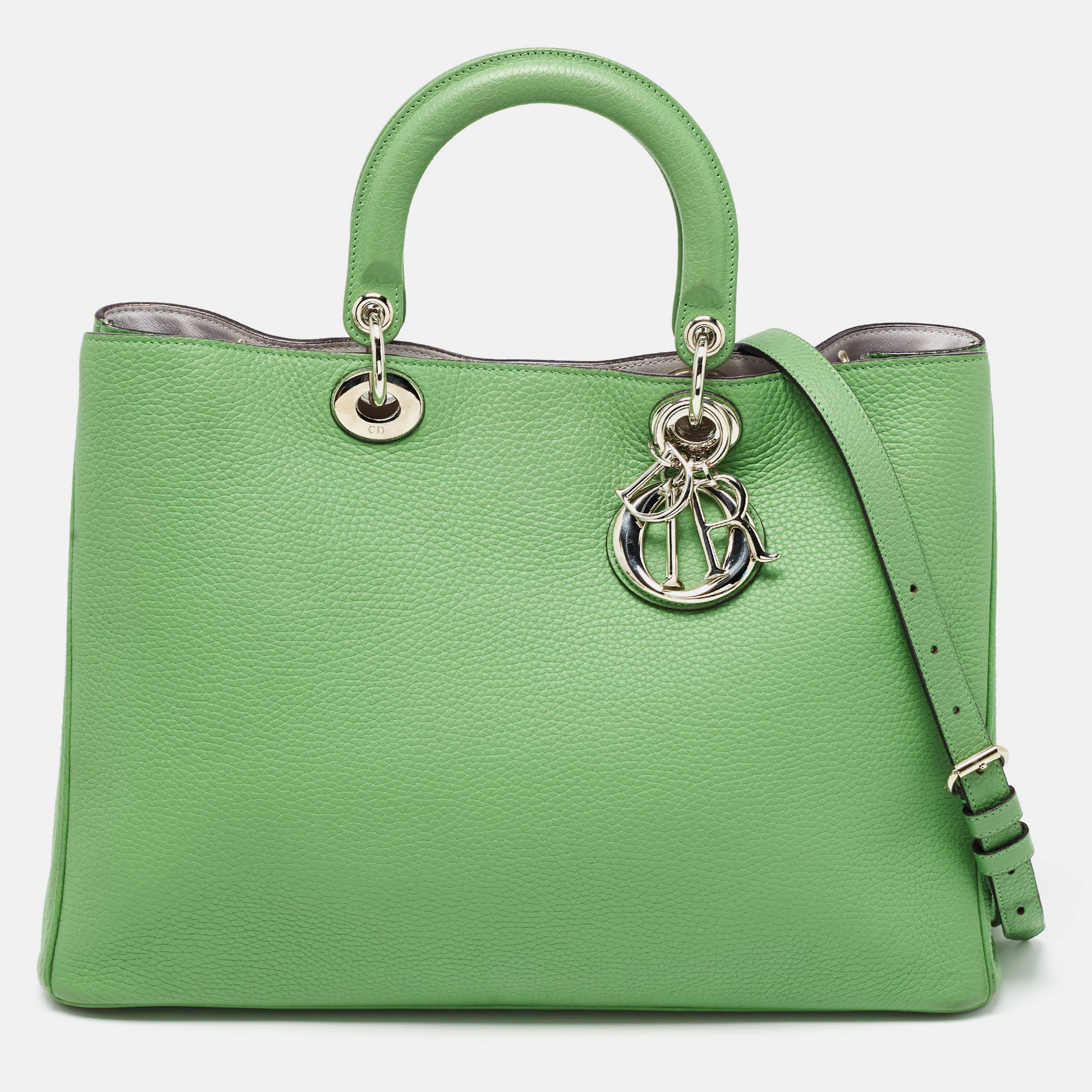 Green Leather Large Diorissimo Shopper Tote