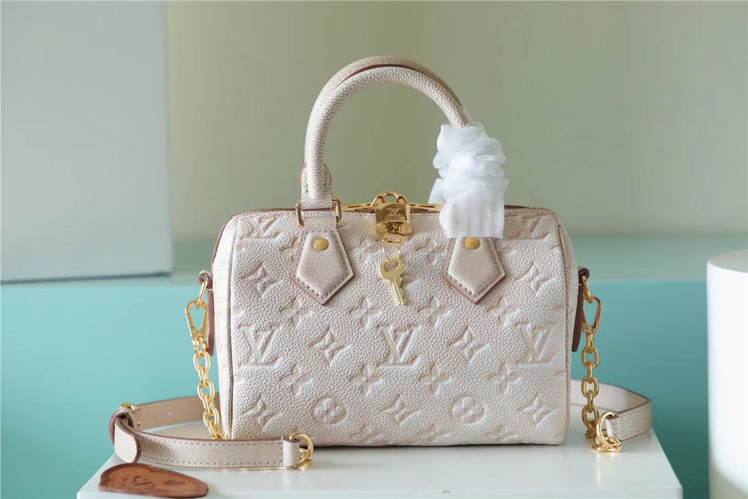 Louis Vuitton Speedy Bandouliere 20 Monogram Empreinte Pale Beige For Women,  Shoulder And Crossbody Bags 20.5cm/8.1in Louis Vuitton M46163