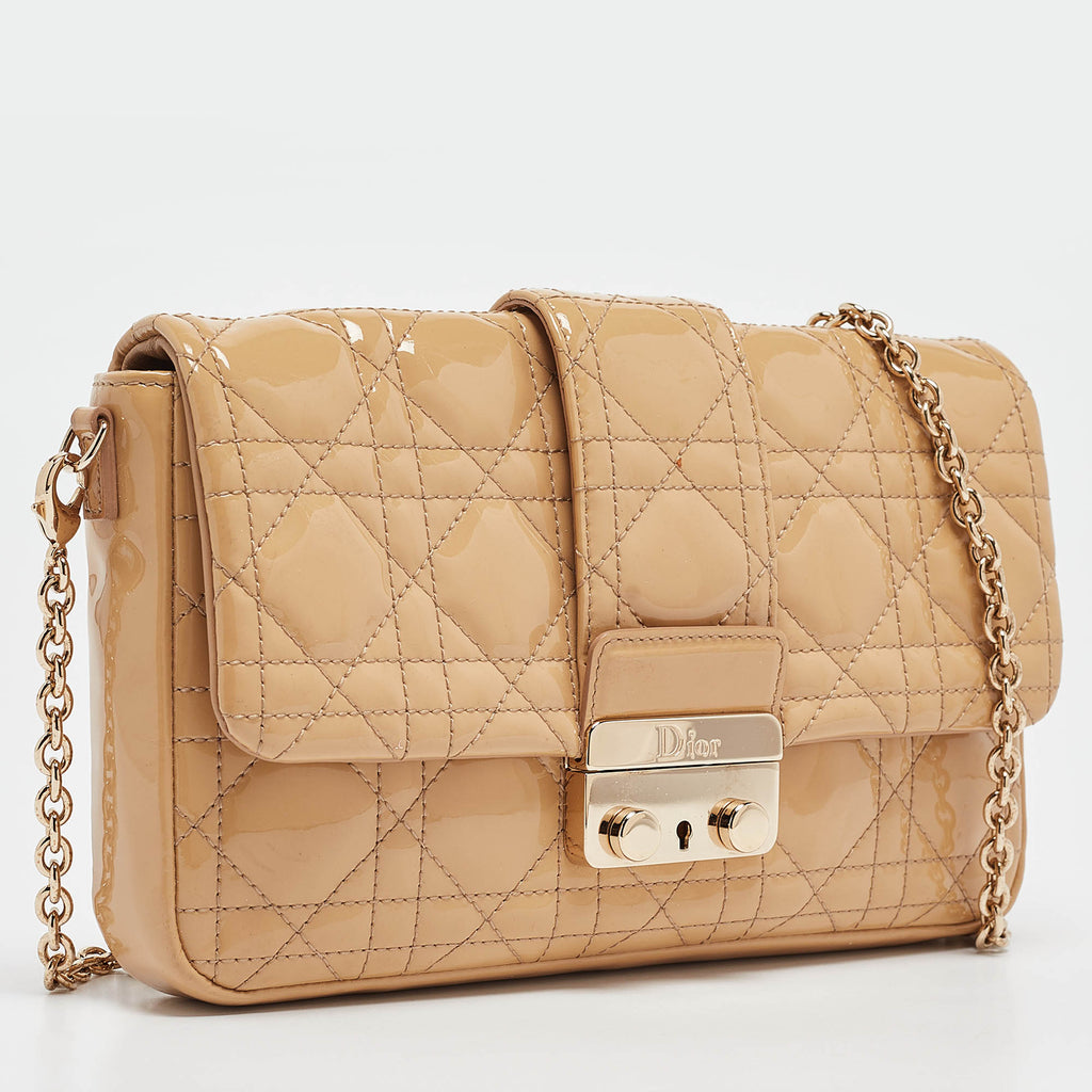 Dior Beige Cannage  Leather Miss Dior Promenade Chain Pouch