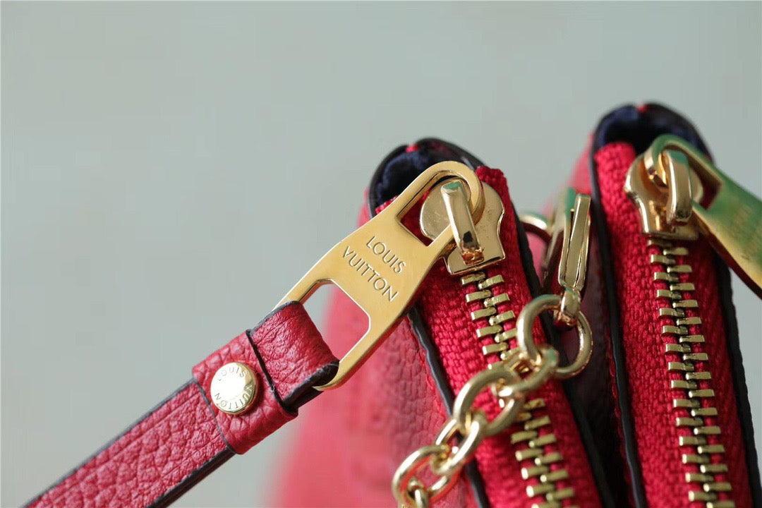 Louis Vuitton Double Zip Pochette Monogram Empreinte Red For Women,  Shoulder and Crossbody Bags 7.9in/20cm Louis Vuitton