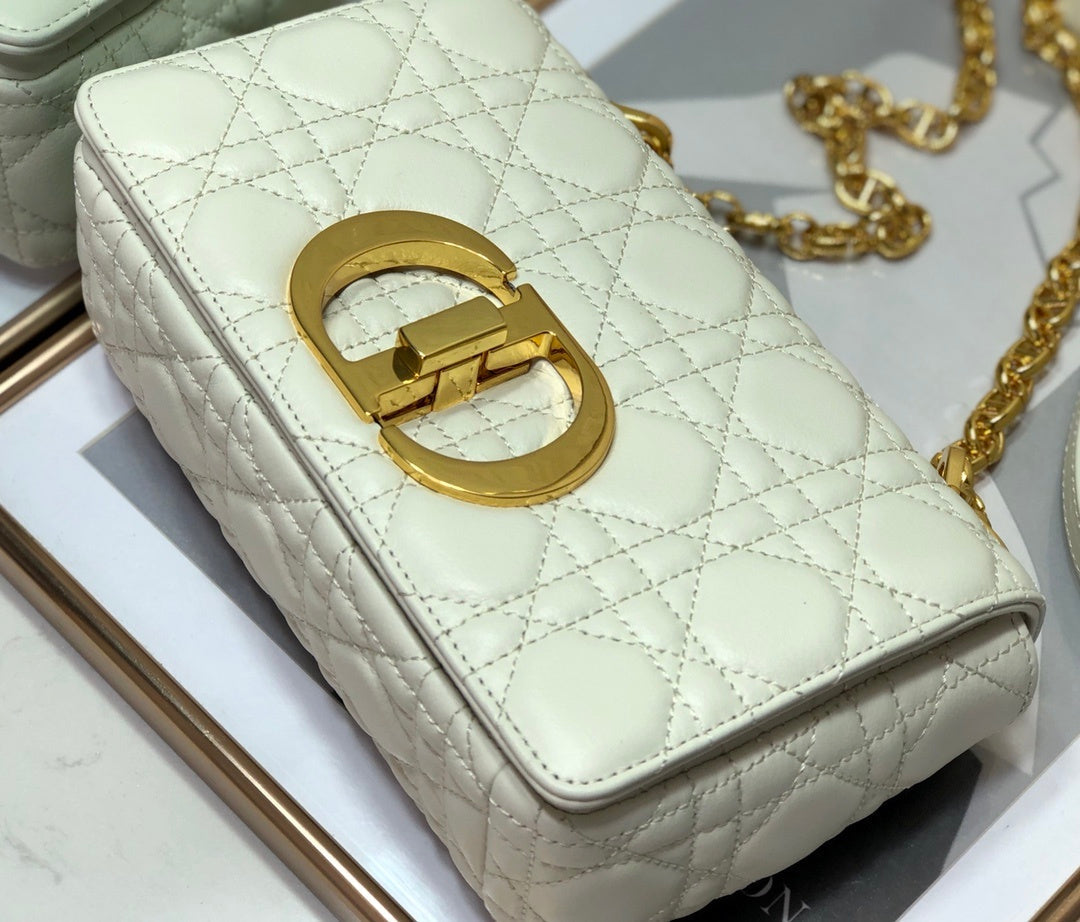 Dior Small Caro Bag, White, For Women Women’s Handbags, Shoulder Bags, Crossbody Bags, 20cm CD M9241UWHC_M35U