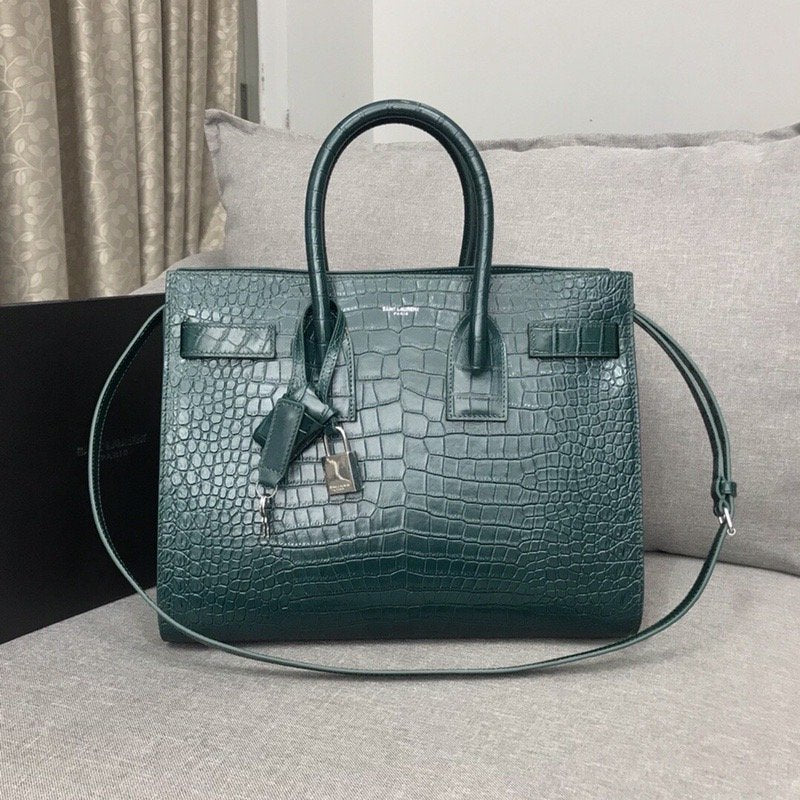 YSSL Sac De Jour Small In Embossed Crocodile Green For Women 12.5in/32cm YSLÂ 
