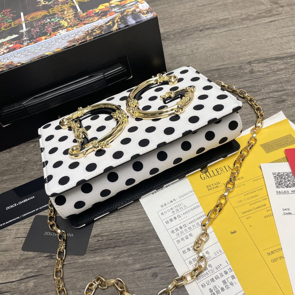 Girls CrossBody Bag With Polka Dots White For Women 8.3in/21cm GLAMI