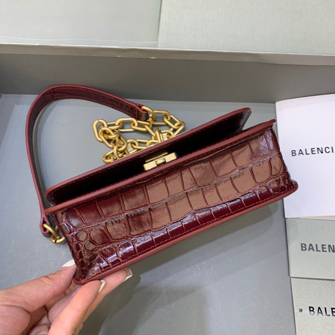 Gossip Small On Chain Shoulder Bag Dark Red, For Women,  Bags 7.4in/19cm