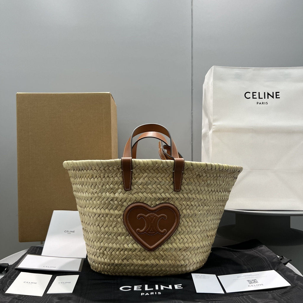 GLAMI Teen Triomphe GLAMI Classic Panier In Palm Leaves With Heart Patch Brown For Women 10in/25cm 194002DUI.04LUÃ‚Â 