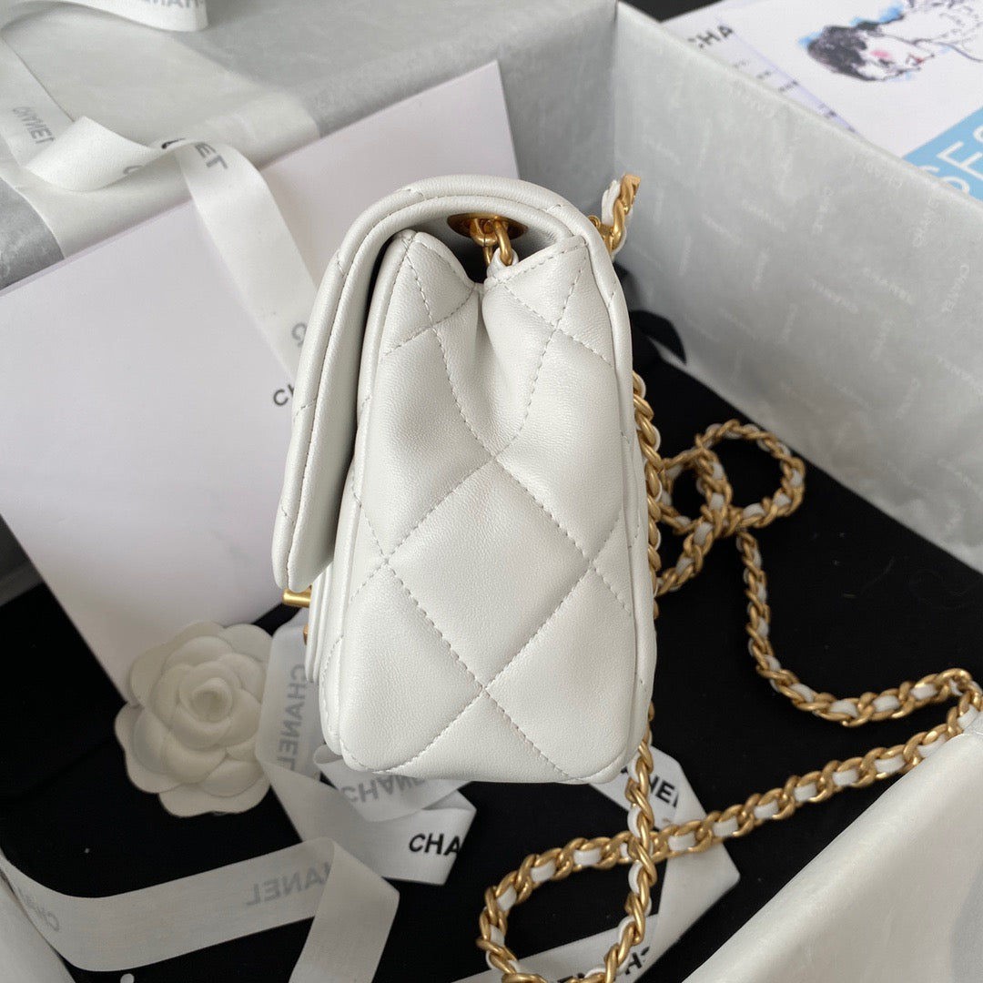 ChanelSmall GlamIap Bag Gold Hardware White For Women Handbags, Shoulder Bags 7.9in/20cm AS3450