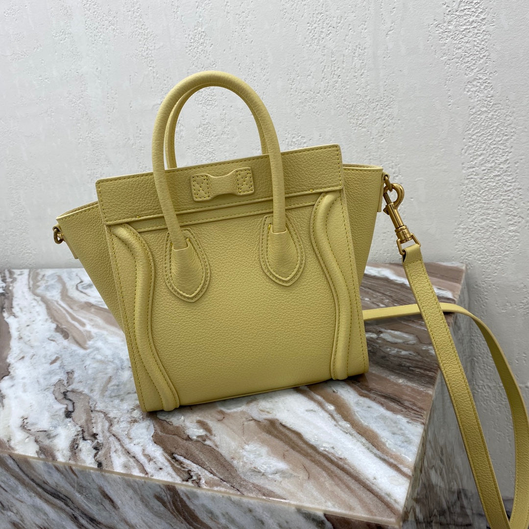 Top Quality Nano LuGucciage Bag In Drummed Yellow For WomLB 8in/20cm
