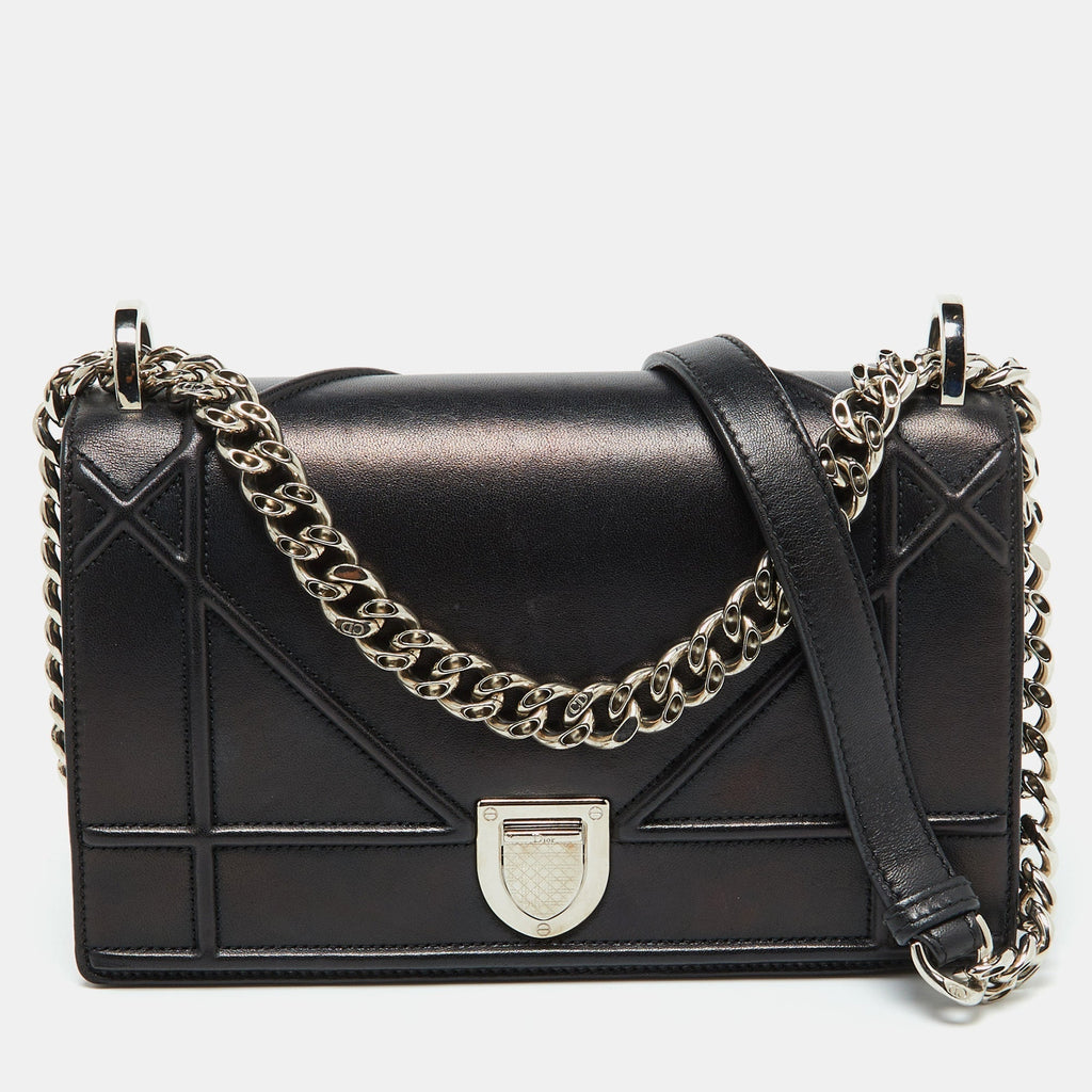 Dior Black Leather Small Diorama Flap Shoulder Bag