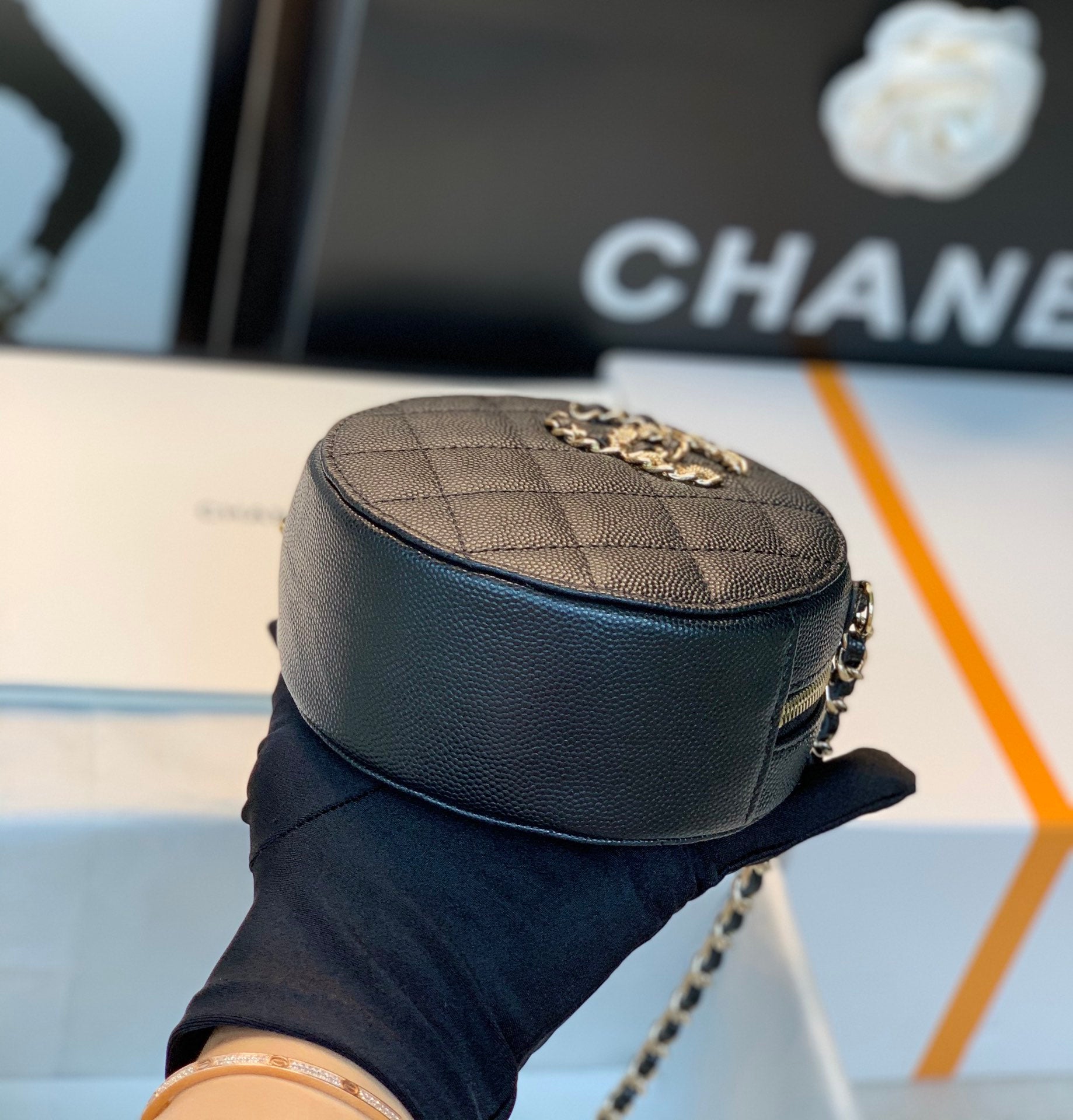 Chanel Round Bag Crossbody  Black For Women 4.7in/12cm