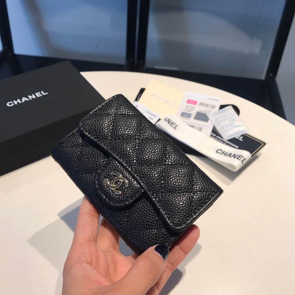 Chanel Classic Card Holder Gold Toned Hardware Black For Women Wallet 4.5in/11.5cm