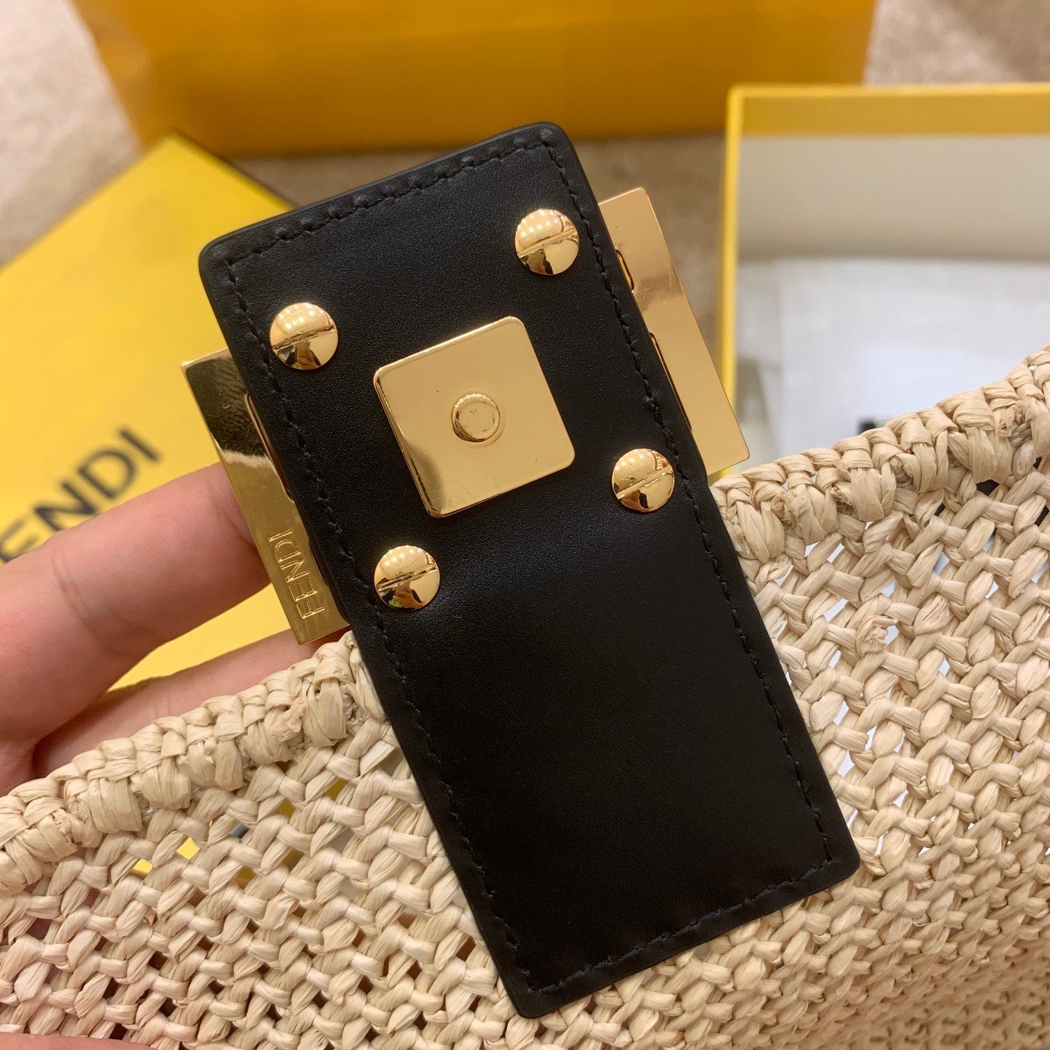 Baguette Woven Straw Black For Women, Women’s Handbags, Shoulder And Crossbody Bags 10.2in/26cm FF