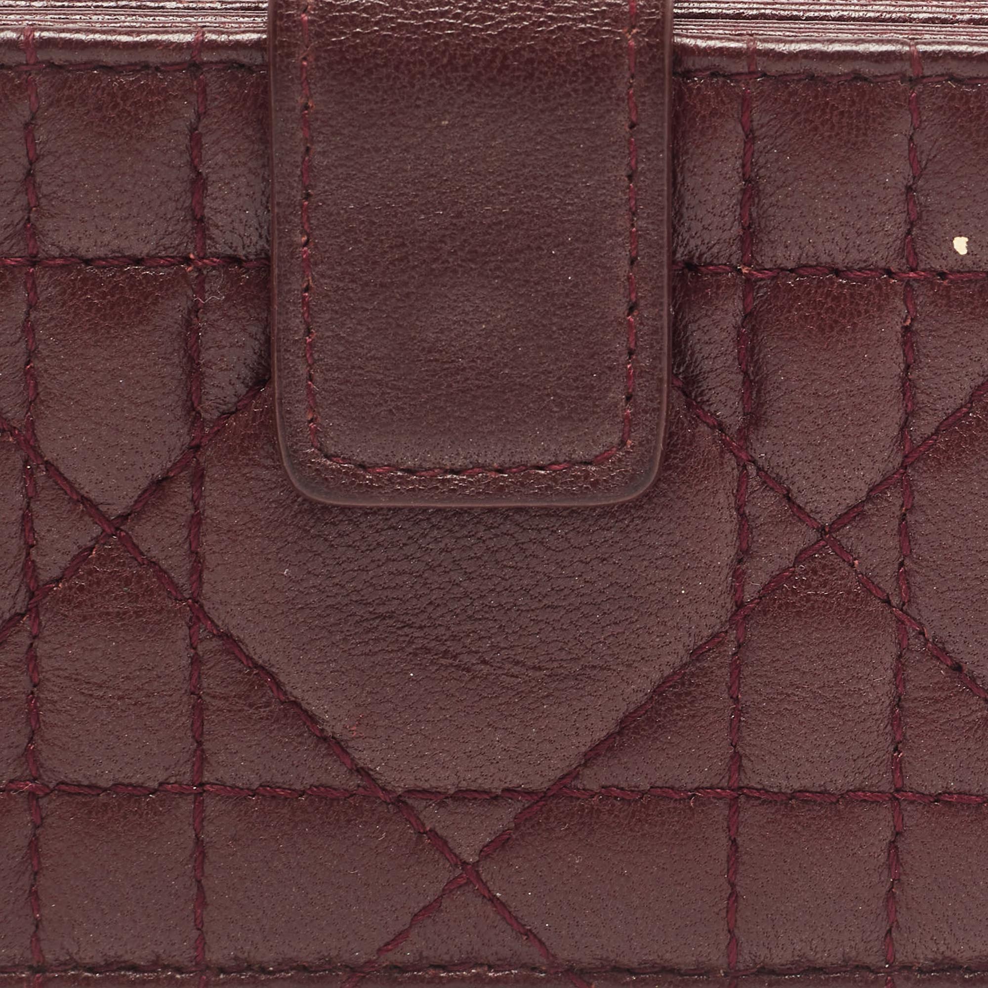 Dior Burgundy Cannage Leather Lady Dior 5 Gusset Card Case