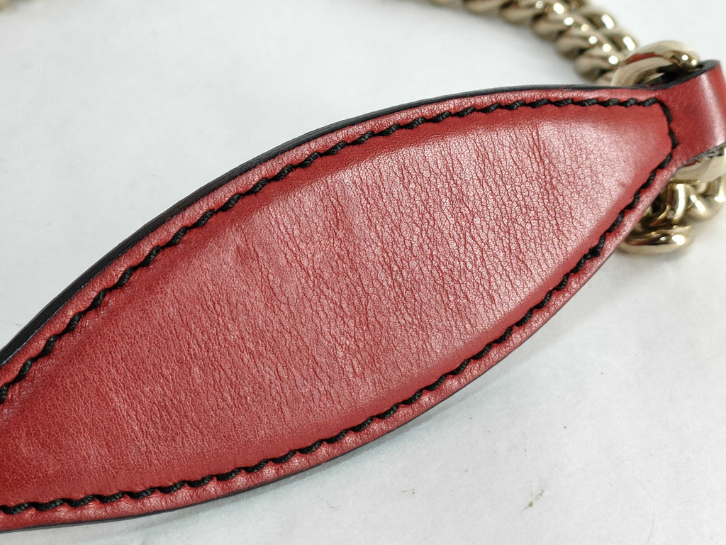 Gucci Emily Chain Flap Bag Leather Red Leather Shoulder Bag Bag (Pre-Owned)