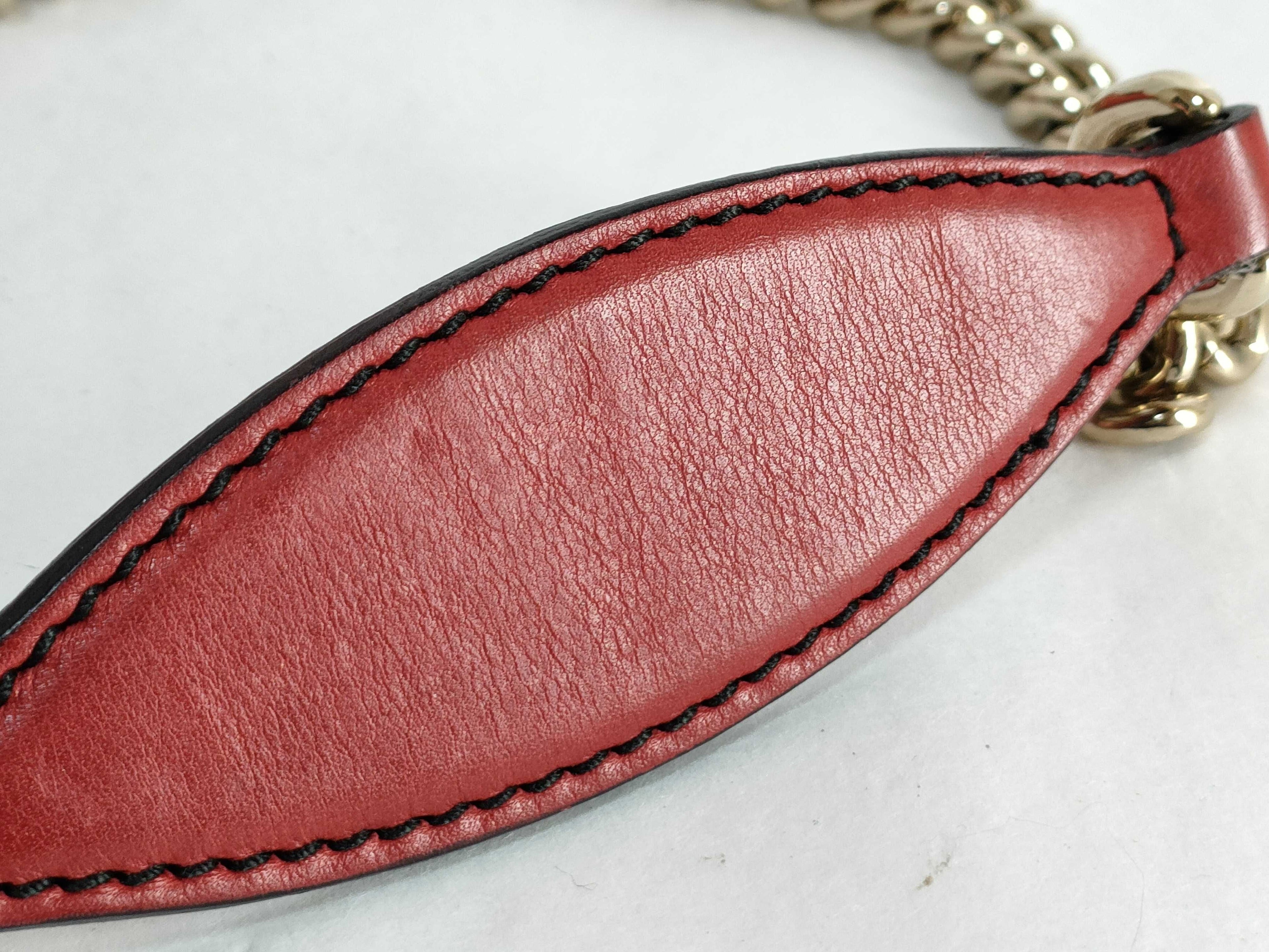 Gucci Emily Chain Flap Bag Leather Red Leather Shoulder Bag Bag (Pre-Owned)