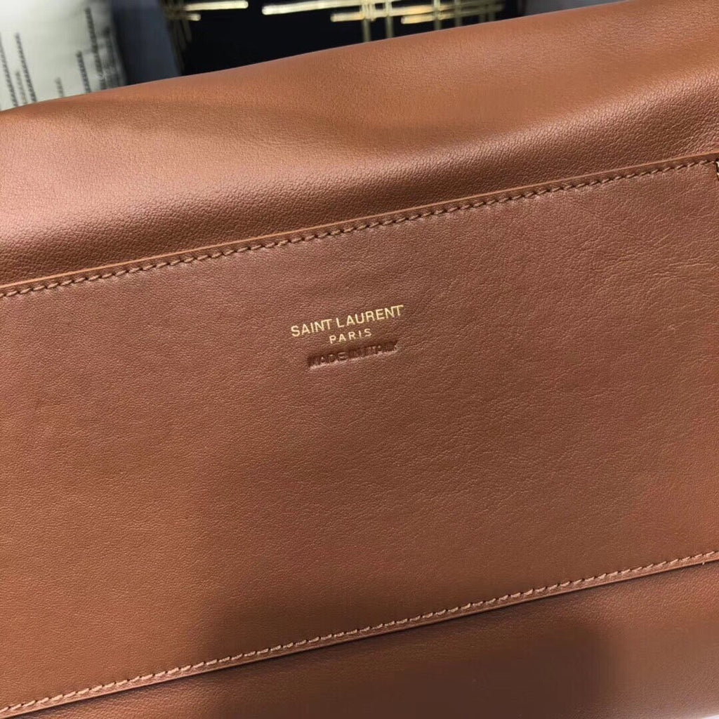 YSSL Kate Medium Chain Bag In Grain De Poudre Brown For Women 9in/24cm YSL 364021BOW0J2346