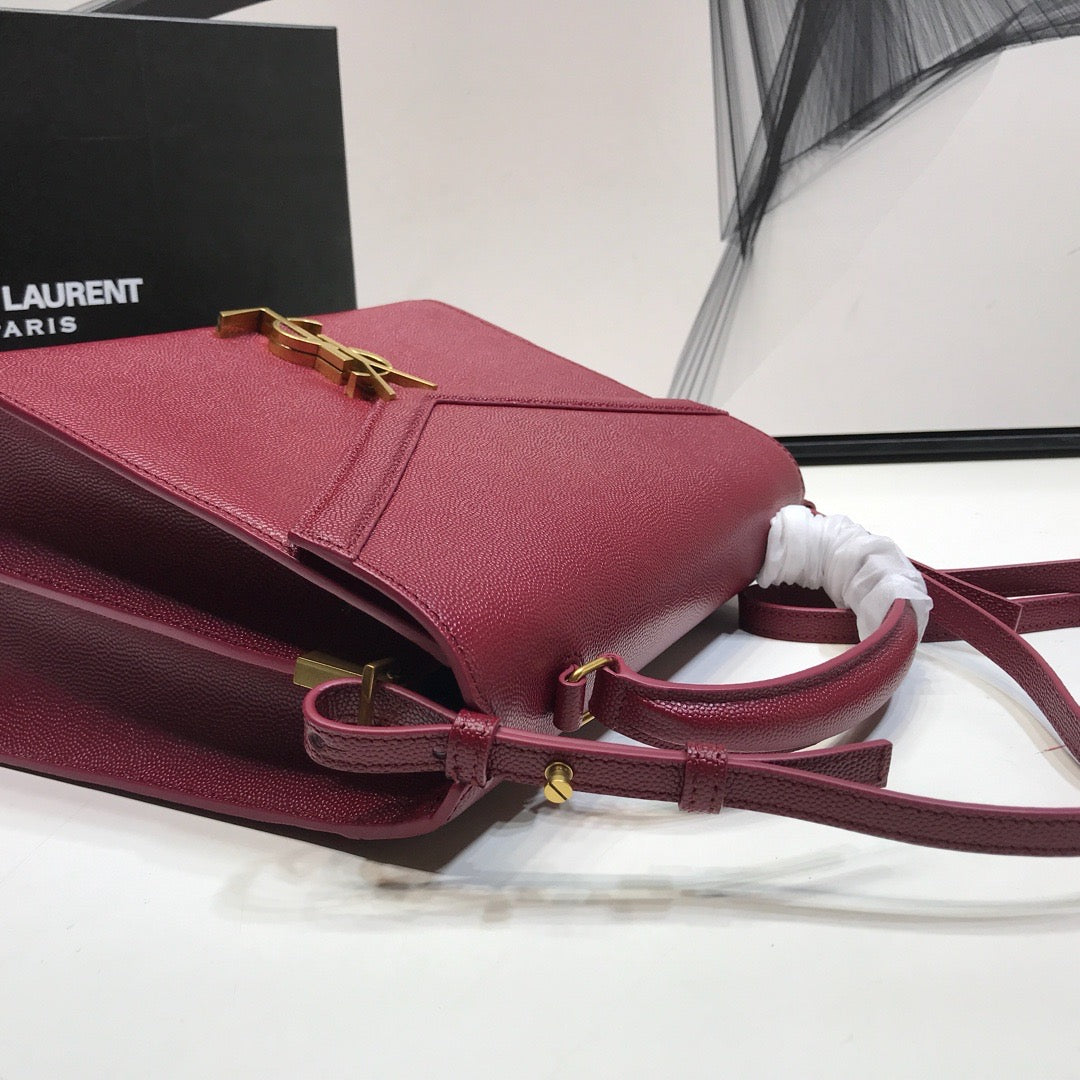 YSSL Cassandra Medium Top Handle Bag In Grain Burgundy For Women 9in/24.5cm YSL Â 578000BOW0W6475