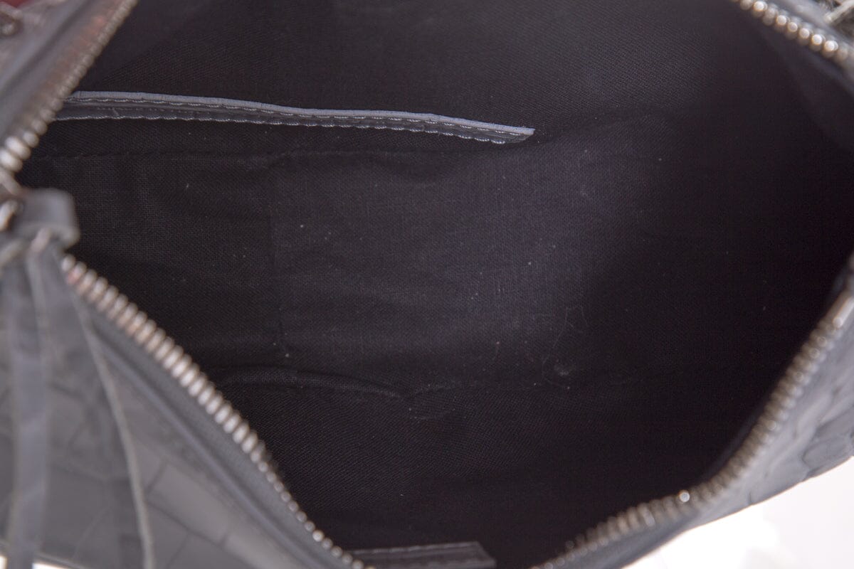 Balenciaga Grey Cagole Croc Embossed Shoulder Bag