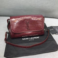 Niki MeGLAMIum Crinkled Shoulder Bag Burgundy For Women 11in/28cm YSL