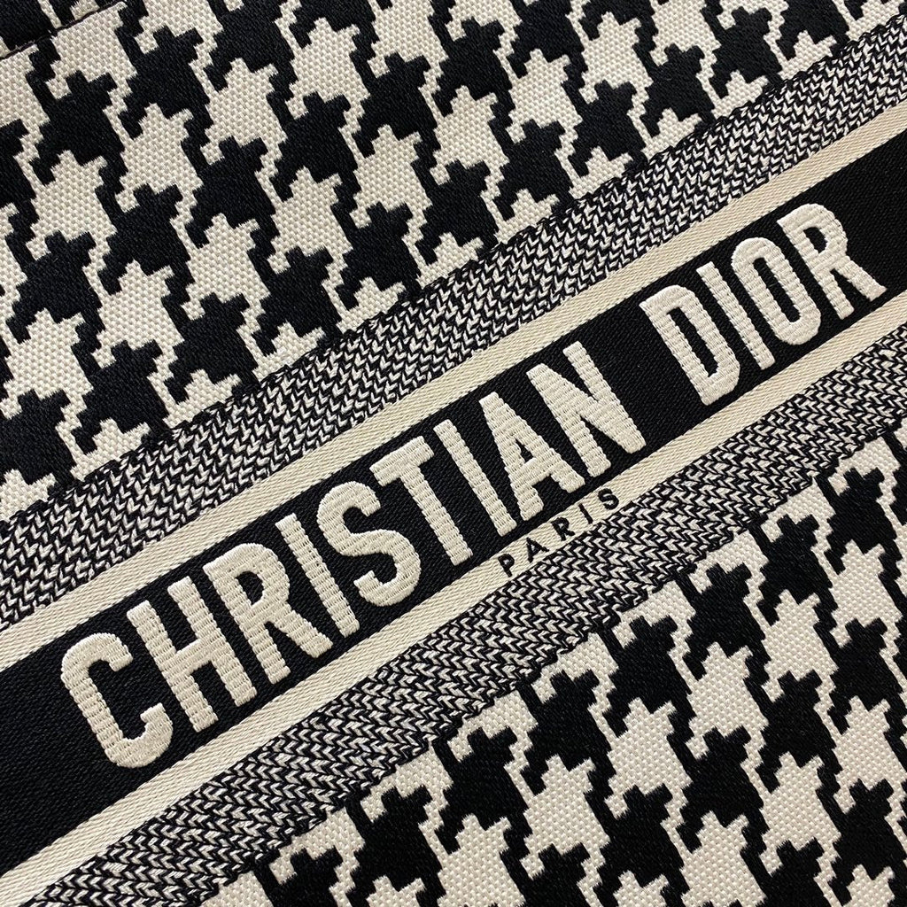 Dior Large Book Tote Black Houndstooth Embroidery, Black/White, For Women Women’s Handbags, Shoulder Bags, 42cm CD