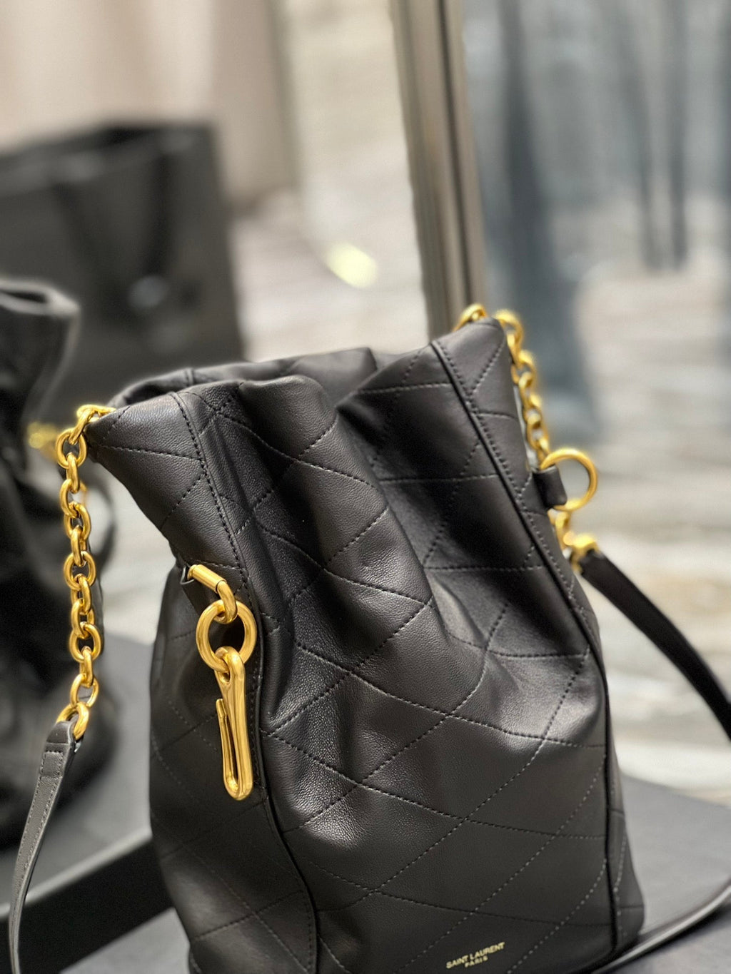 YSSL Le Maillon Bucket Bag Black For Women 10in/27cm YSL 686310AAAJK1000