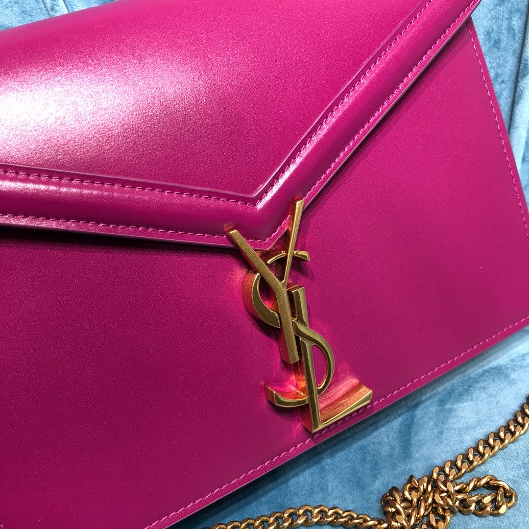 YSSL Cassandra Medium Chain BagÂ Dark Pink For Women 8.7in/22cm YSL