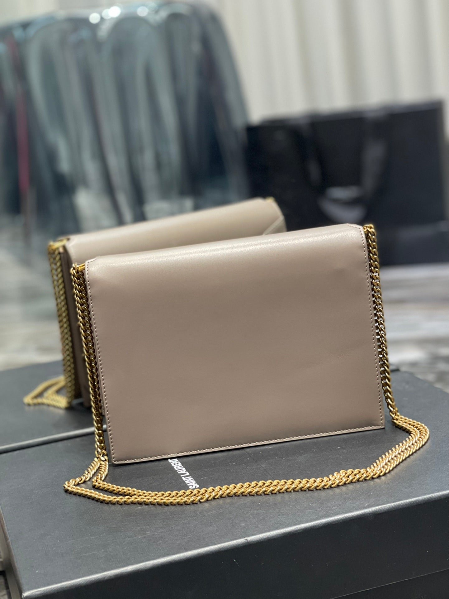YSSL Cassandra Medium Chain Bag In Grain De Poudre Embossed For Women 8in/22cm YSL