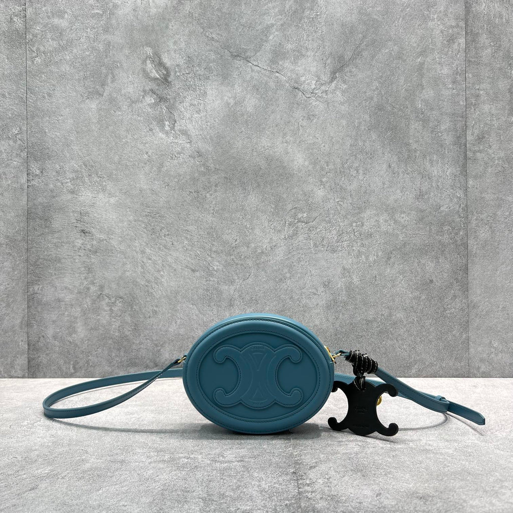 Crossbody Oval Purse Cuir Triomphe Blue For Women 6in/16cm 10I703DPQ.07DD